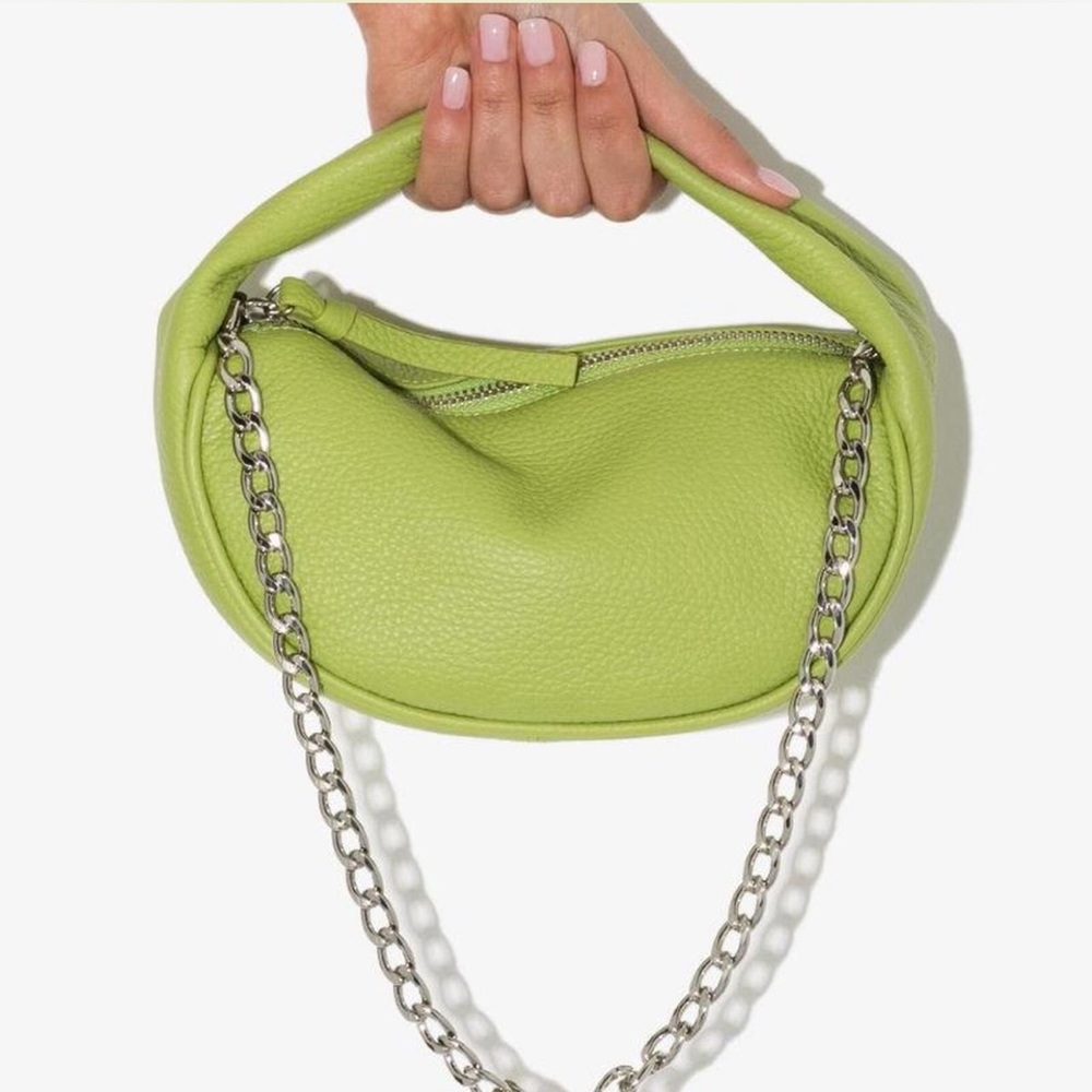 By Far Cush Lime Green Chain Handle Bag